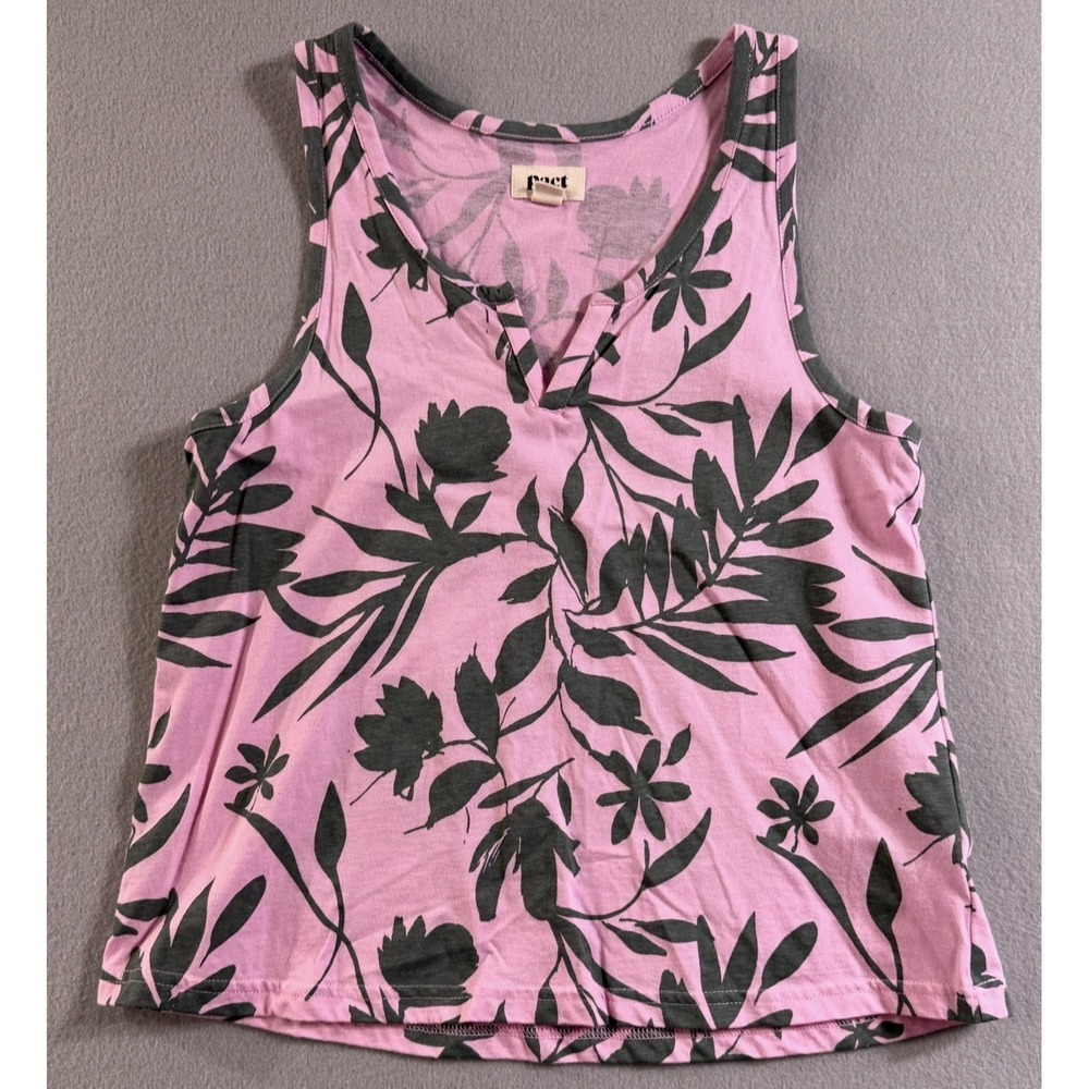 Pact Tank Top Womens S Pink Floral Organic Cotton Sustainable Eco Friendly